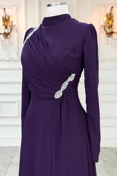 Amine Hüma Βραδινό φόρεμα Plum Eflin