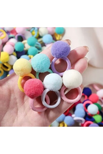 Monalisa Büyük Ponponlu Lastik Çocuk Tokası 10’Lu