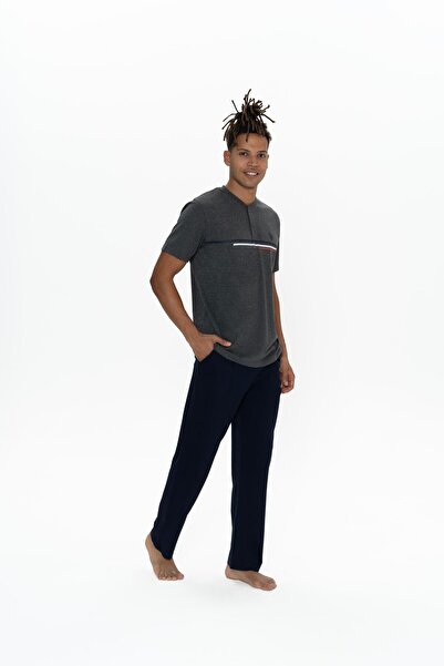 U.S. Polo Assn. Men's Anthracite Melange Pajama Set - 18901