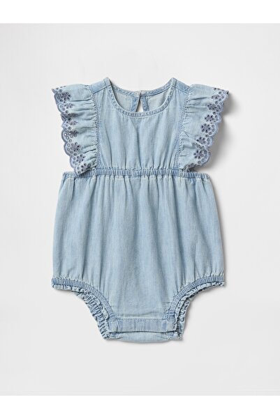 GAP Bebek Mavi Fırfırlı Denim Tulum