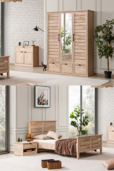 Setay Polo Genç Odası - 3 Kapaklı Dolap, Karyola, Komodin, Şifonyer