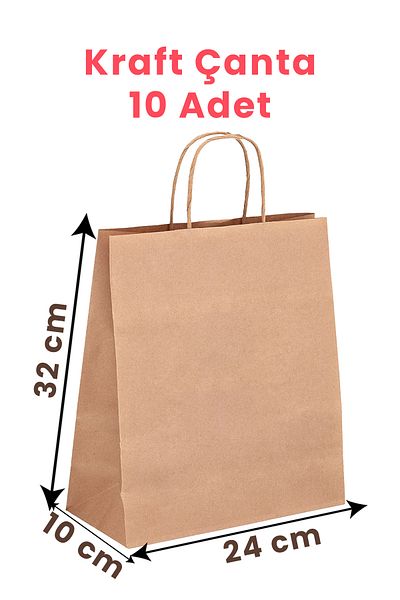 Balkan 10 Pieces 32X10X24 cm Cardboard Shopping Bags - Paper with Auger Handle