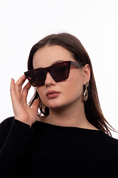 GlimmerGroove نظارة شمسية نسائية باللون البني على شكل عين القطة