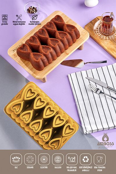 Amboss Amethyst Casting Fireproof Non-Stick Baton Cake Mold - Gold