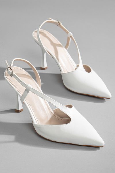 camaiore White Thin Heeled Wedding Dress - Pointed Toe, Closed Front Summer Shoes