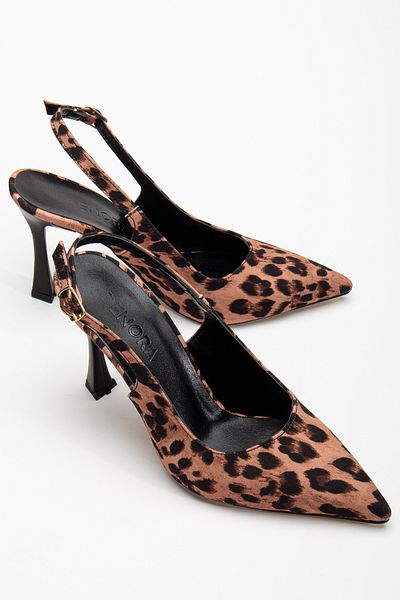DENORA Pantofi eleganti cu toc cu vârf ascuțit, cu vârf închis, cu model leopard