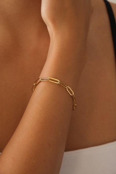 ByFlorya Jewelry مشبك ورق بسلسلة دائرية بيضاوية الشكل، سوار سلسلة كابل مناسب ...