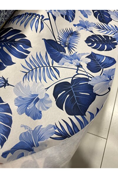 Enesar Home Mavi Tropikal Desen Dijital Baskı Döşemelik Kumaş