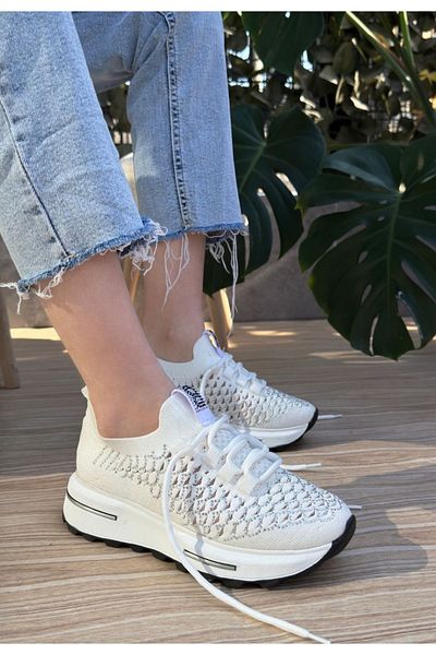 Best Group New Season Knitwear Stone Embroidered Women's Sneakers