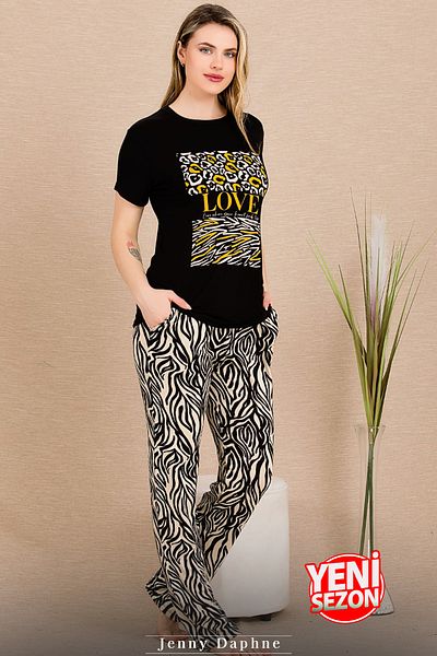 Jenny Daphne Set pijamale cu mânecă scurtă cu model zebră - Noul sezon 12490