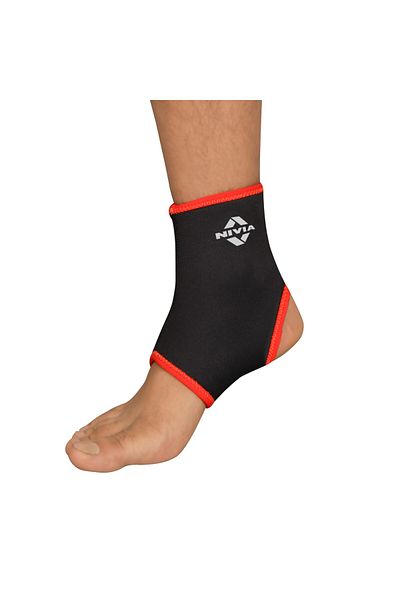 Nivia Orthopedic Ankle Support | Black/red | Large | Neoprene/polyester | Pain Relief | Gym, Sports