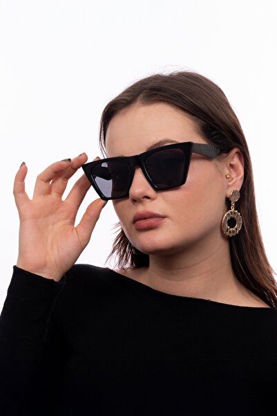 GlimmerGroove نظارة شمسية نسائية سوداء على شكل عين القطة