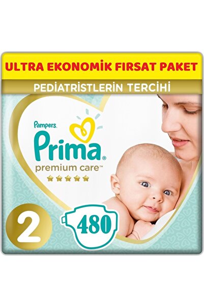 Prima Premium Care Bebek Bezi Beden:2 (4-8KG) Mini 480 Adet Ultra Ekonomik Fı...