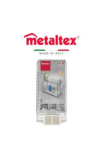Metaltex 2-Tier Dish Drainer Doubletex – Space-Saving with Basin & Cutlery Tray