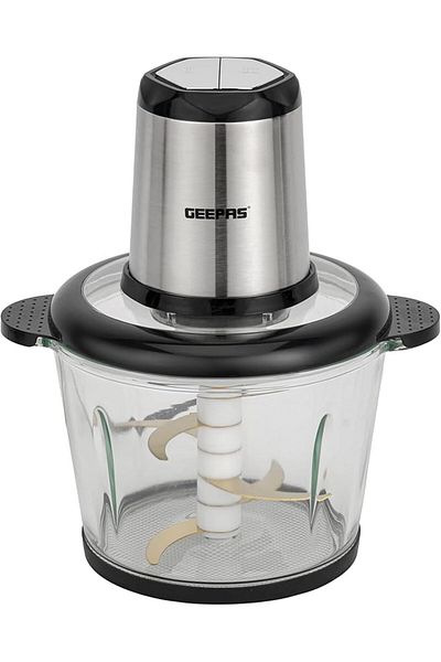 Geepas 3L Multi Chopper | 500W | Compact Chopper with Mincer, Cutter Pole & Gear - Black/Silver