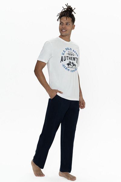 U.S. Polo Assn. U.S. Polo Men's Short Sleeve Printed Pajama Set with Pockets, 100% Cotton
