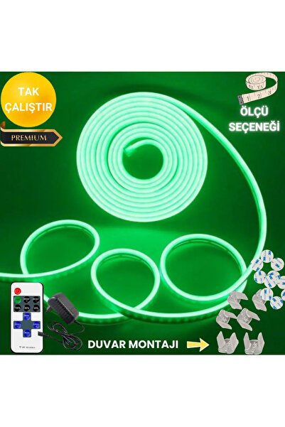 neeko Neon Esnek Şerit Led Tak Çalıştır Kumandalı - Dimmer- Yeşil 1 metre