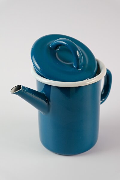 Elifle 850 ml Enamel Cylinder Teapot, Petrol Blue