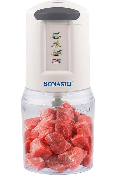 sonashi 500ML Chopper/Mincer/Grinder with Quad Blade 300W White/Grey SMC-22