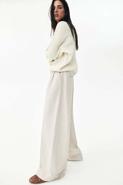 H&M Wide Linen-blend Trousers