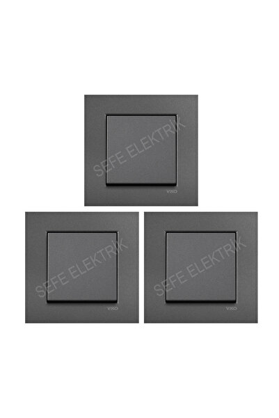 VİKO Viko Novella Füme Anahtar 3 Adet Çerçeveleri Dahil
