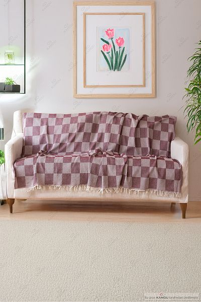 Jassya 180X200 cm Plaid Pattern Sofa Cover, Cotton Sofa Cover, Luxury Sofa Cover