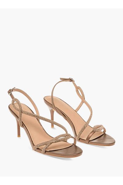Flora Bella by Shoexpress Flora Bella Embellished Sandals with Stiletto Heels and Buckle Closure