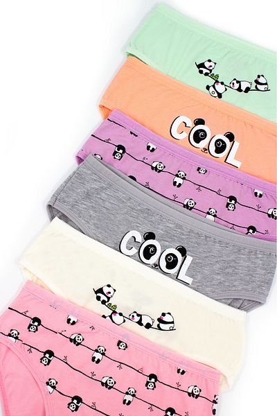 Öts Girls' Set of 6 Mix Color Cotton Cute Pandas Printed Panties