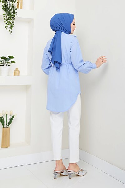 Nevayla Moda Πουκάμισο με λεπτομέρεια με μπλε σχέδιο - Ü102