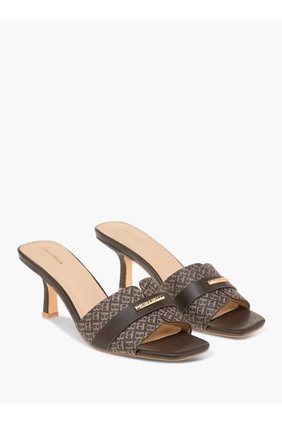 Flora Bella by Shoexpress Flora Bella Textured Slip-On Sandals with Flared Heels