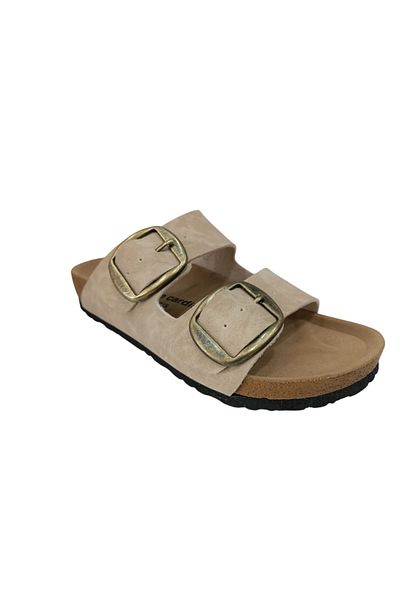 Pierre Cardin 7551 Beige Double Buckle Women's Slippers