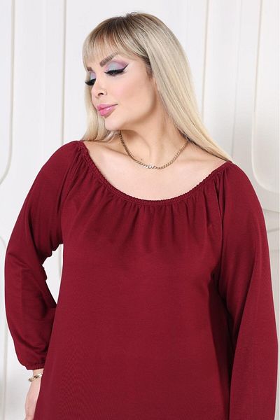 EMEZ Bluză visiniu cu umăr elastic