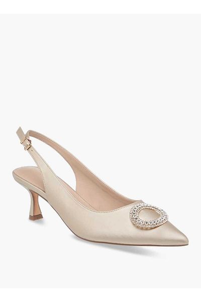 Flora Bella by Shoexpress Flora Bella Embellished Slingback Shoes with Kitten Heels and Buckle Closure