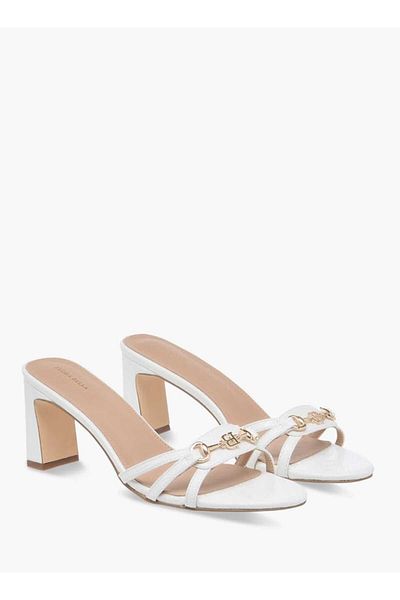 Flora Bella by Shoexpress Flora Bella Logo Charm Accent Slip-On Sandals with Block Heels