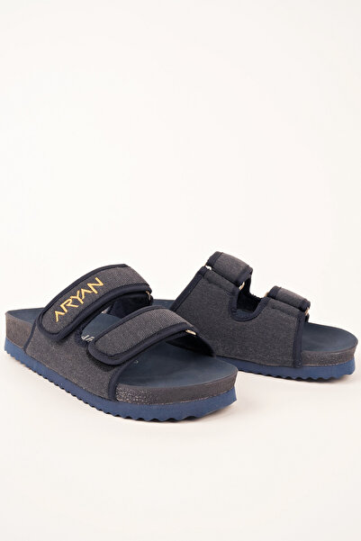 Polomia Comfort Aryan Erkek Terlik Yumuşak Sünger Keten Görünüm Kumaş Süet Anatomik Comfort Eva Taban-Rocky