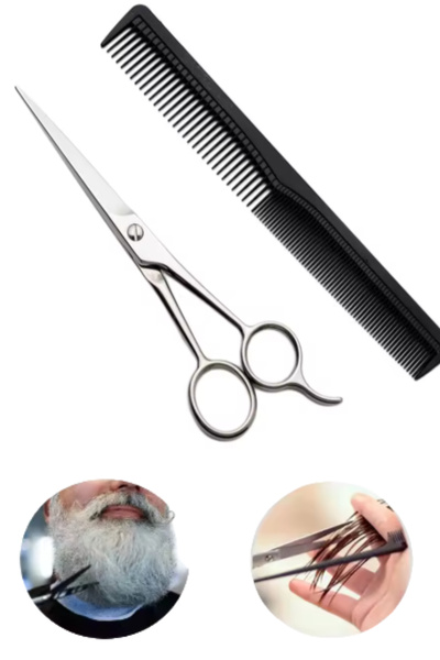 ESENLİWE Berber Kuaför Saç Sakal Kesim Makası Professional Kuyruklu 17cm