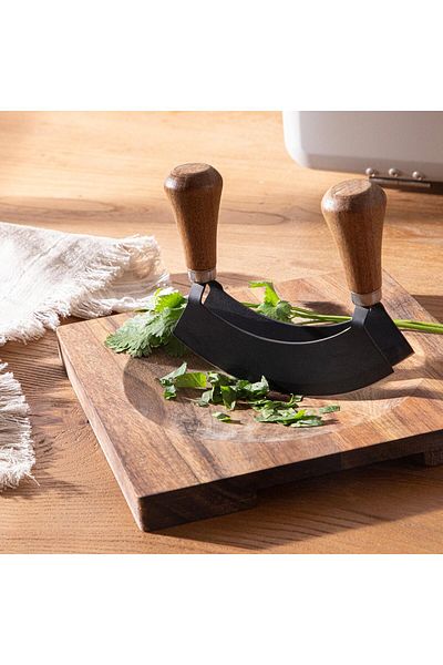 Chakra Agni Acacia Cutting Board with Knife 20x20 cm Natural