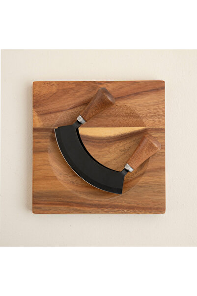 Chakra Agni Acacia Cutting Board with Knife 20x20 cm Natural