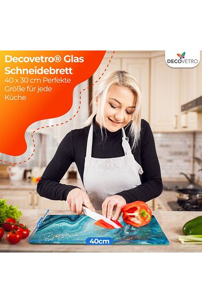 Decovetro Schneidebrett Glas |40x30cm | Glasschneidebrett | Leicht zu reinigen
