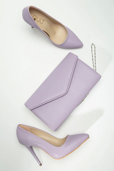 GULT Women's Thin High Heels Stiletto and Bag Set Lilac
