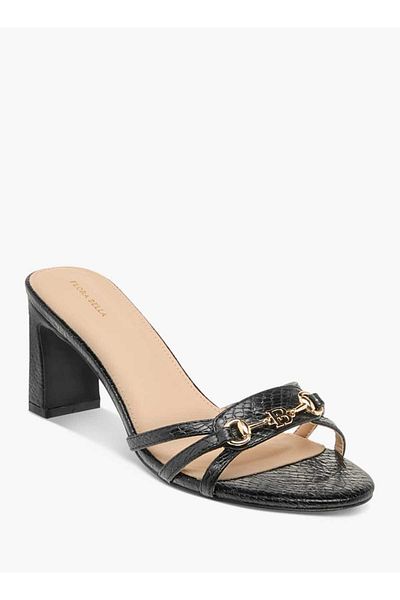 Flora Bella by Shoexpress Flora Bella Logo Charm Accent Slip-On Sandals with Block Heels