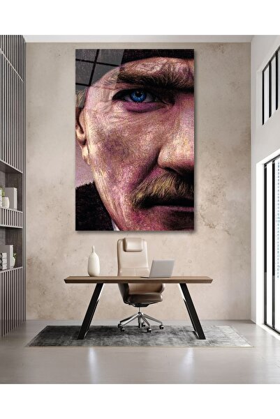 BestSanat Atatürk Yarım Yüz Portresi Cam Tablo
