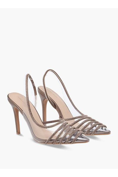 Flora Bella by Shoexpress Flora Bella Embellished Slingback Pointed Toe Shoes with Stiletto Heels