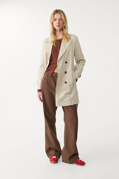 Stradivarius Basic regular fit trench coat with belt