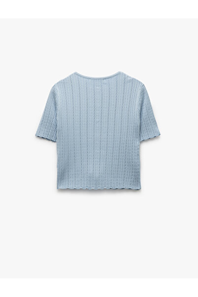 Koton Viskon Bisiklet Yaka Kısa Kollu Fiyonklu Triko Hırka