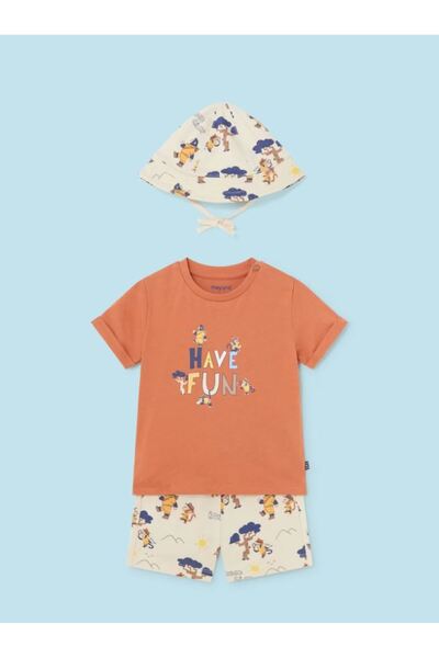 MAYORAL Boy's Hat T-Shirt Shorts Set of 3 1653
