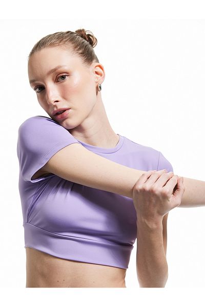 Koton Tricou sport crop cu mânecă scurtă, slim fit, cu decolteu