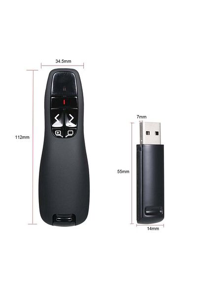 erorex 2.4G Wireless PPT Powerpoint Clicker With USB Receiver Remote Control Flip Pen Black