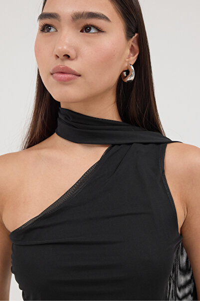 Addax Bluză asimetrică din tul cu eșarfă B11424-E3