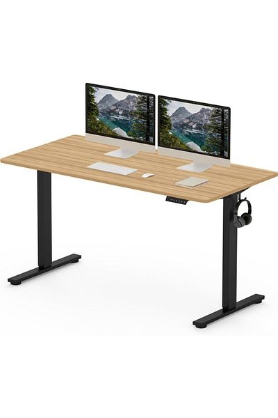 Mahmayi Flexispot 140 x 75cm Electric Standing Desk, Height Adjustable Workstation Desk - Coco Bolo